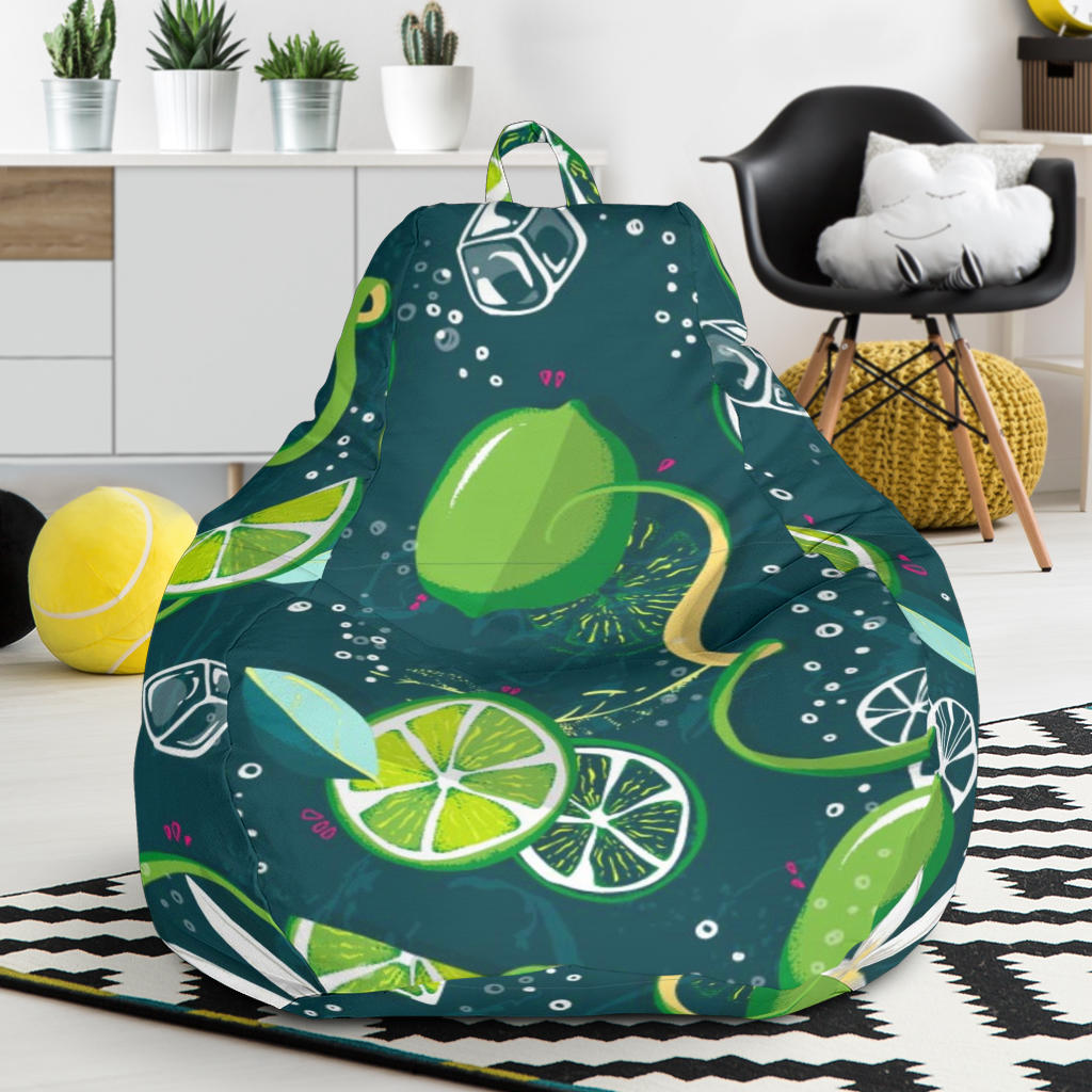 Lime Ice Flower Pattern Bean Bag Cover