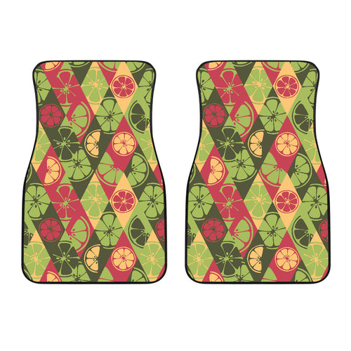 Cool Geometric Lime Pattern Front Car Mats