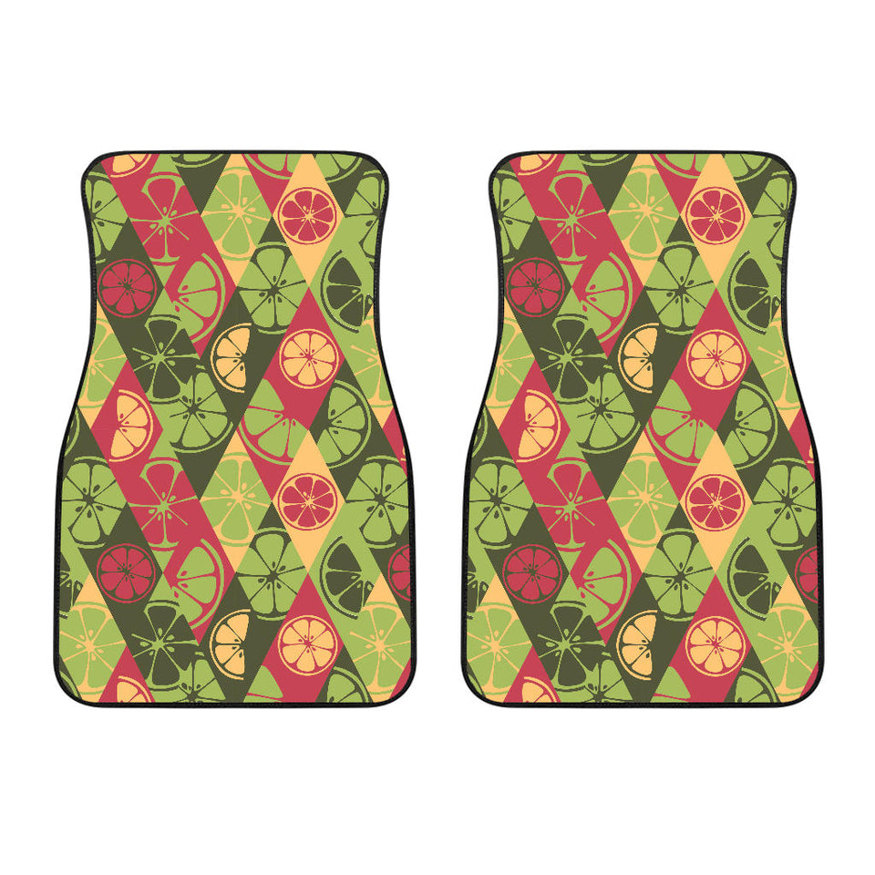 Cool Geometric Lime Pattern Front Car Mats