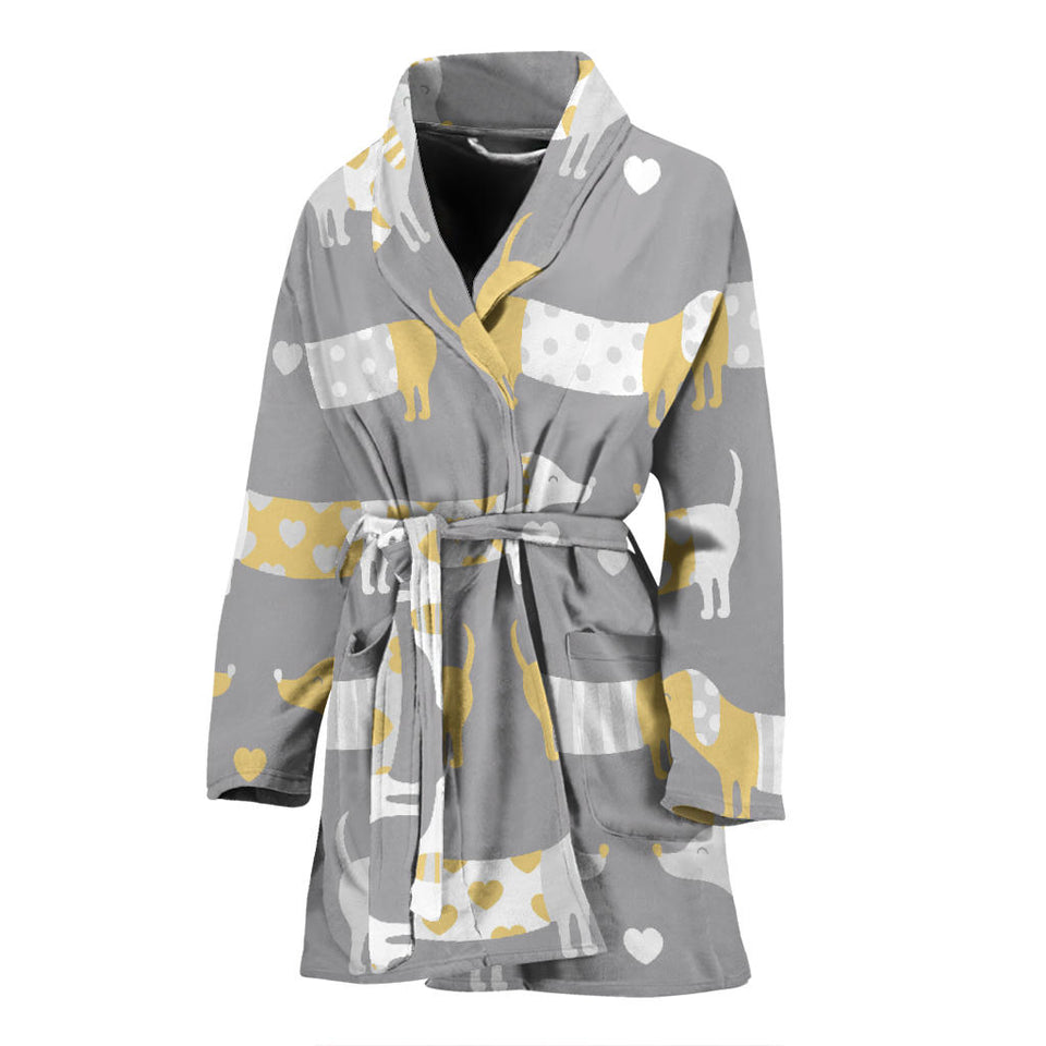 Cute Dachshund Dog Pattern Women'S Bathrobe
