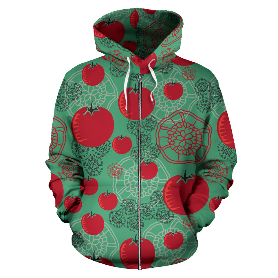 Tomato Design Pattern Zip Up Hoodie