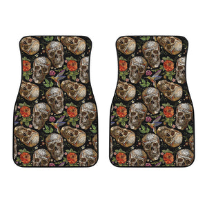 Skull Rose Humming Bird Flower Pattern Front Car Mats