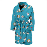 Jack Russel Pattern Print Design 03 Men's Bathrobe