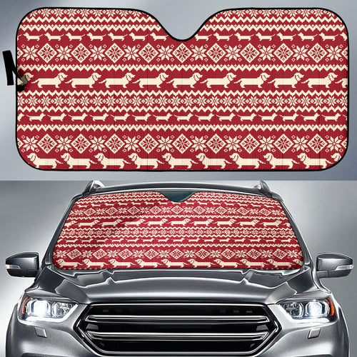 Dachshund Nordic Pattern Car Sun Shade
