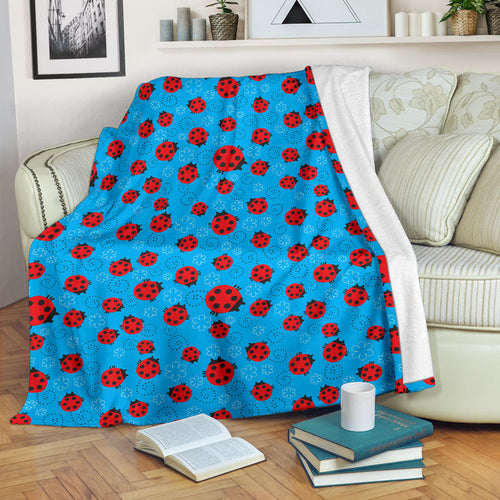 Ladybug Pattern Print Design 02 Premium Blanket