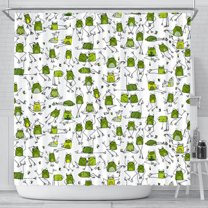 Sketch Funny Frog Pattern Shower Curtain Fulfilled In US