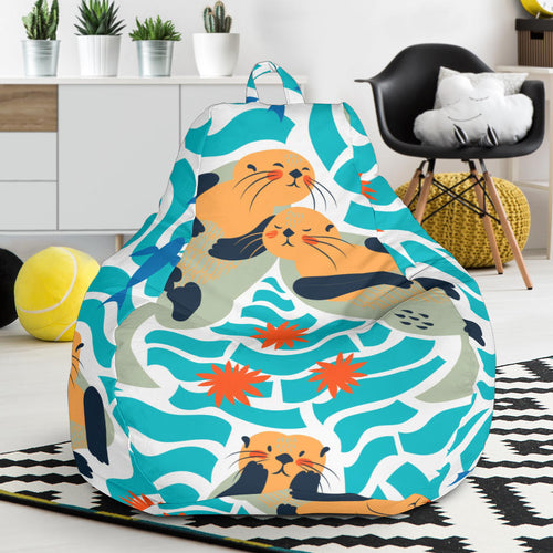 Cute Sea Otters Fishe Sea Urchin Pattern Bean Bag Cover