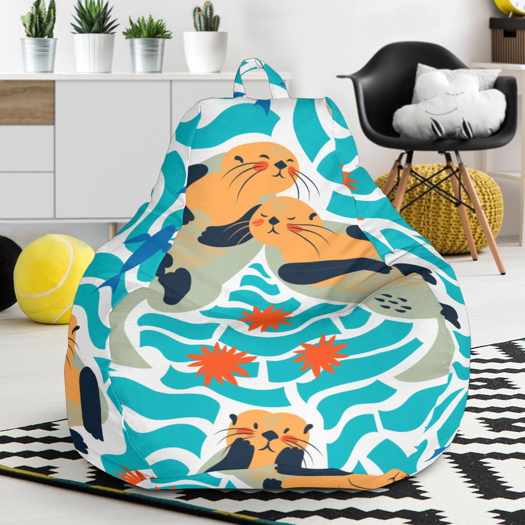 Cute Sea Otters Fishe Sea Urchin Pattern Bean Bag Cover