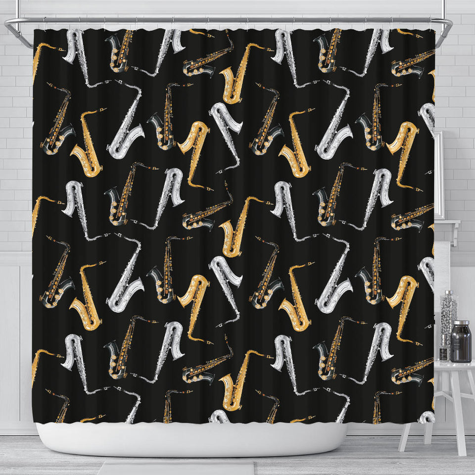 Saxophone Design Pattern Shower Curtain Fulfilled In US