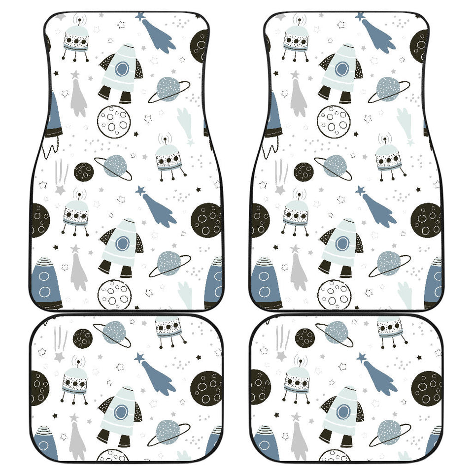 Hand Drawn Space Elements Space Rocket Star Planet Space Probe Front And Back Car Mats