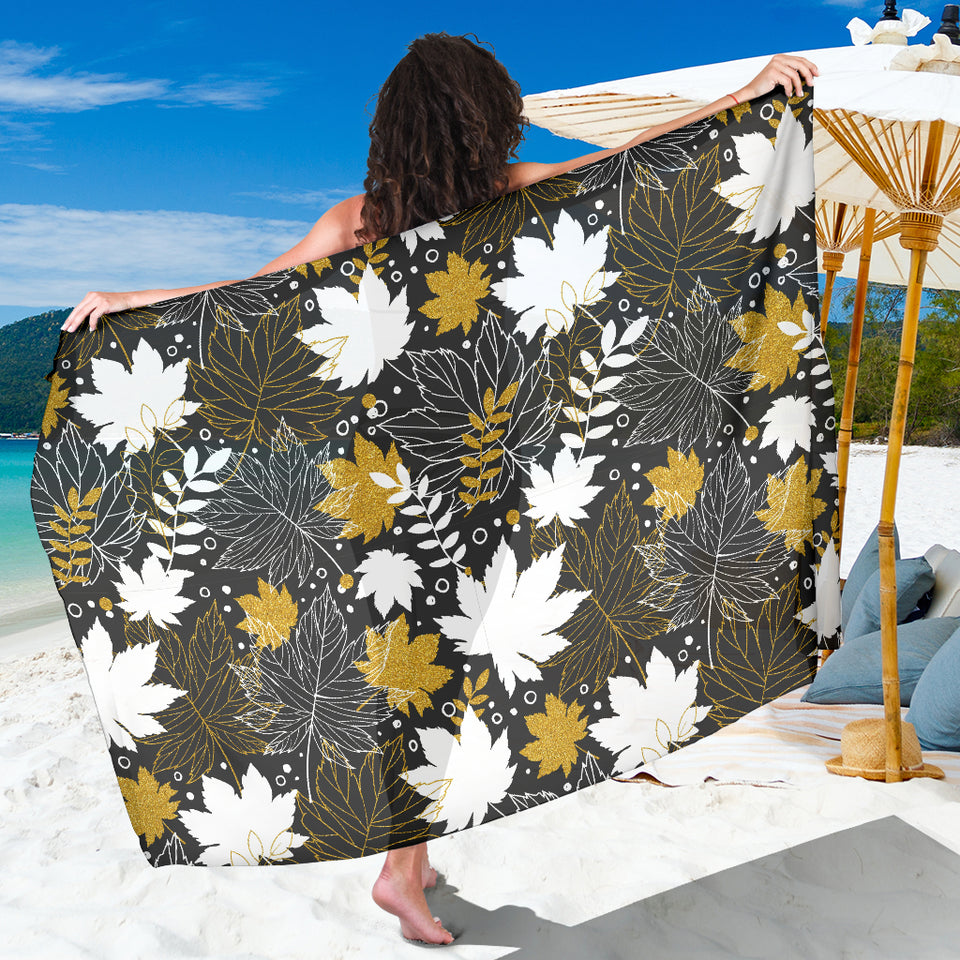 Beautiful Gold Autumn Maple Leaf Pattern Sarong