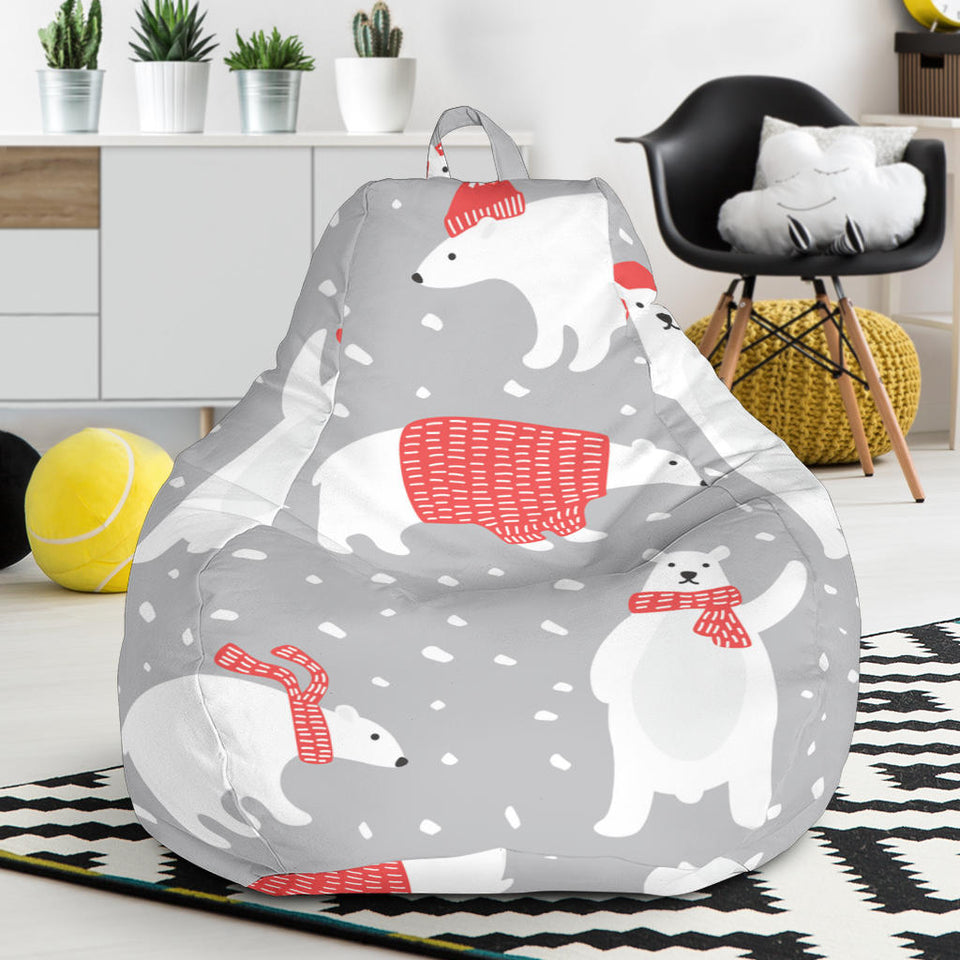 Cute Polar Bear Christmas Snow Pattern Bean Bag Cover
