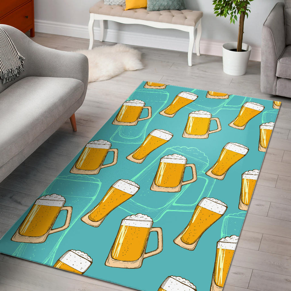 Beer Pattern Green Background Area Rug