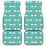 Rainbow Pattern Green Background Front And Back Car Mats