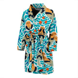 Cute Sea Otters Fishe Sea Urchin Pattern Men'S Bathrobe
