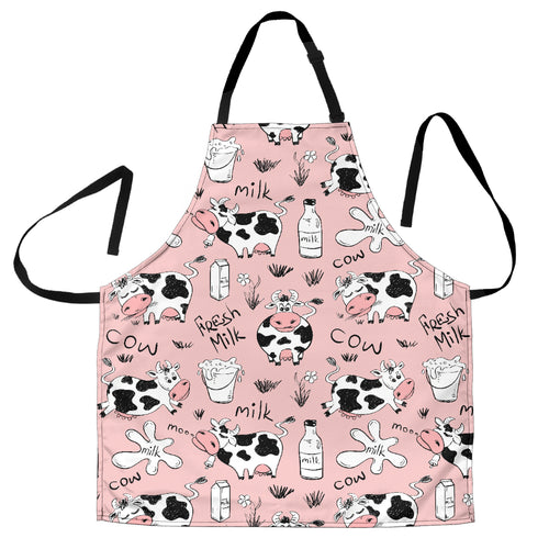 Cows Milk Product Pink Background Adjustable Apron