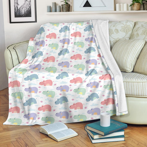 Hippopotamus Pattern Print Design 03 Premium Blanket
