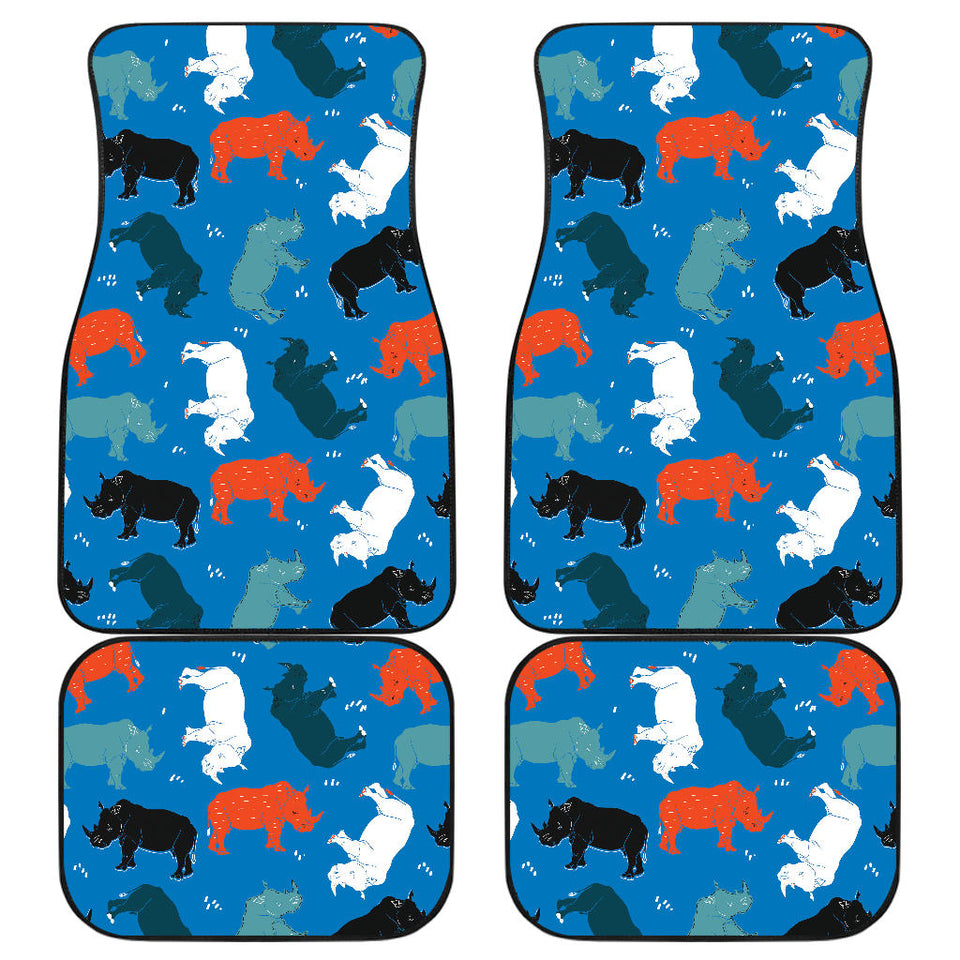 Colorful Rhino Pattern Front And Back Car Mats