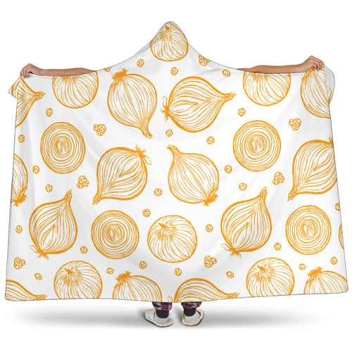 Hand Drawn Onion Pattern Hooded Blanket