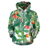 Cactus Design Pattern Copy Zip Up Hoodie