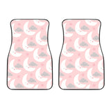 Cute Moon Cloud Star Pattern Pink Dot Background Front Car Mats