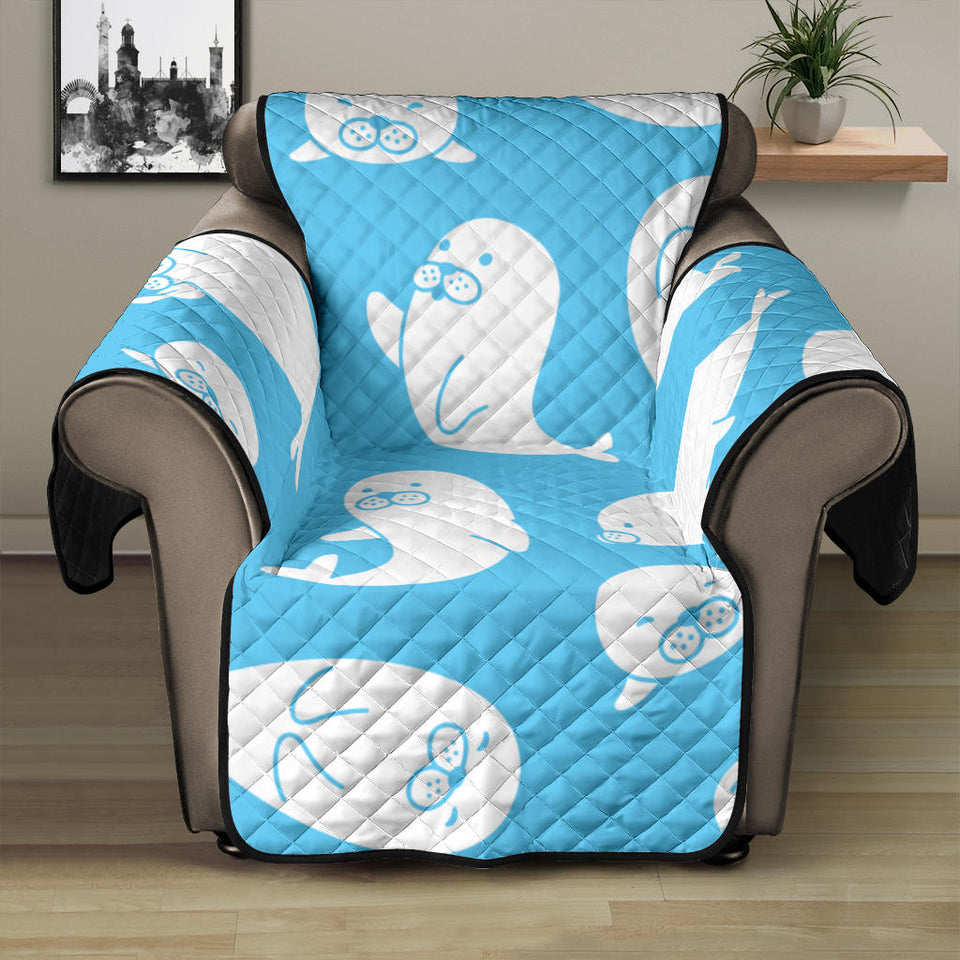Cute white sea lion seals pattern Recliner Cover Protector