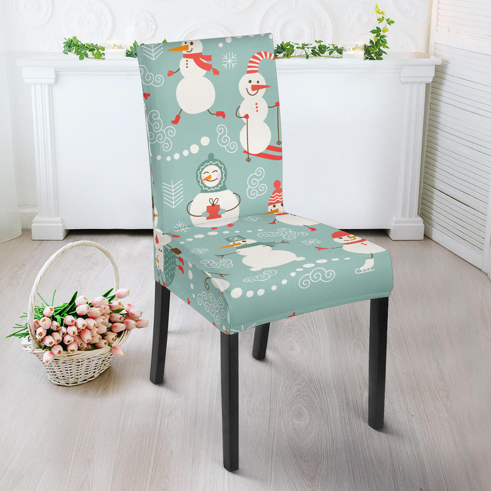 Cute Snowman Pattern Dining Chair Slipcover