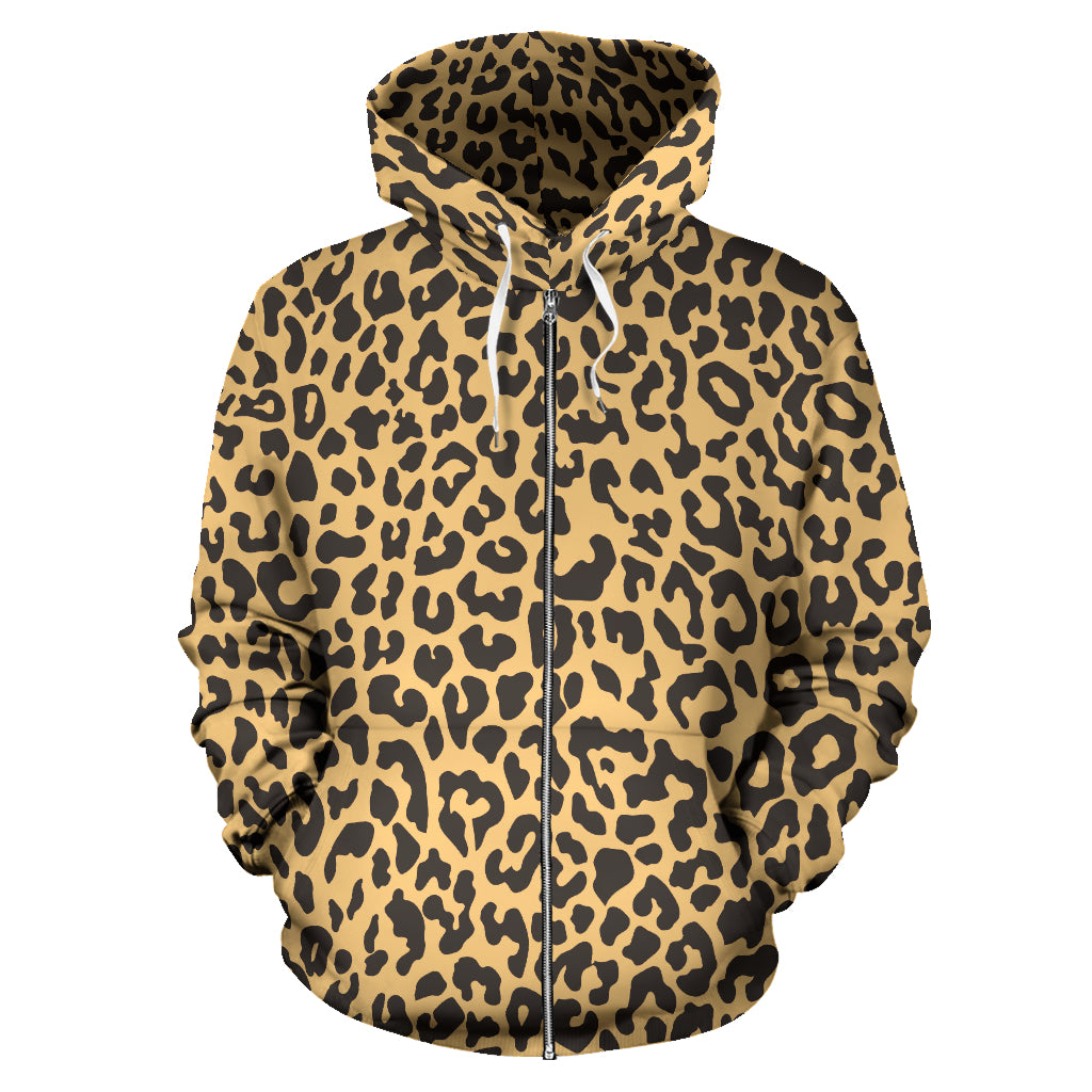 Leopard Skin Print Zip Up Hoodie