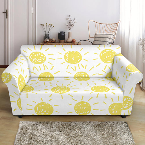 Hand Drawn Sun Pattern Loveseat Couch Slipcover