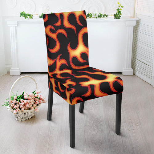 Fire Flame Dark Pattern Dining Chair Slipcover