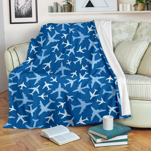 Airplane Pattern In The Sky Premium Blanket