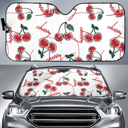 Hand Drawn Cherry Pattern Car Sun Shade