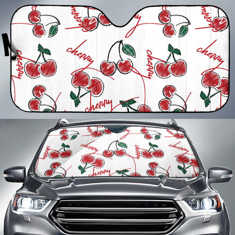 Hand Drawn Cherry Pattern Car Sun Shade