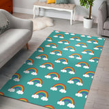 Rainbow Pattern Green Background Area Rug