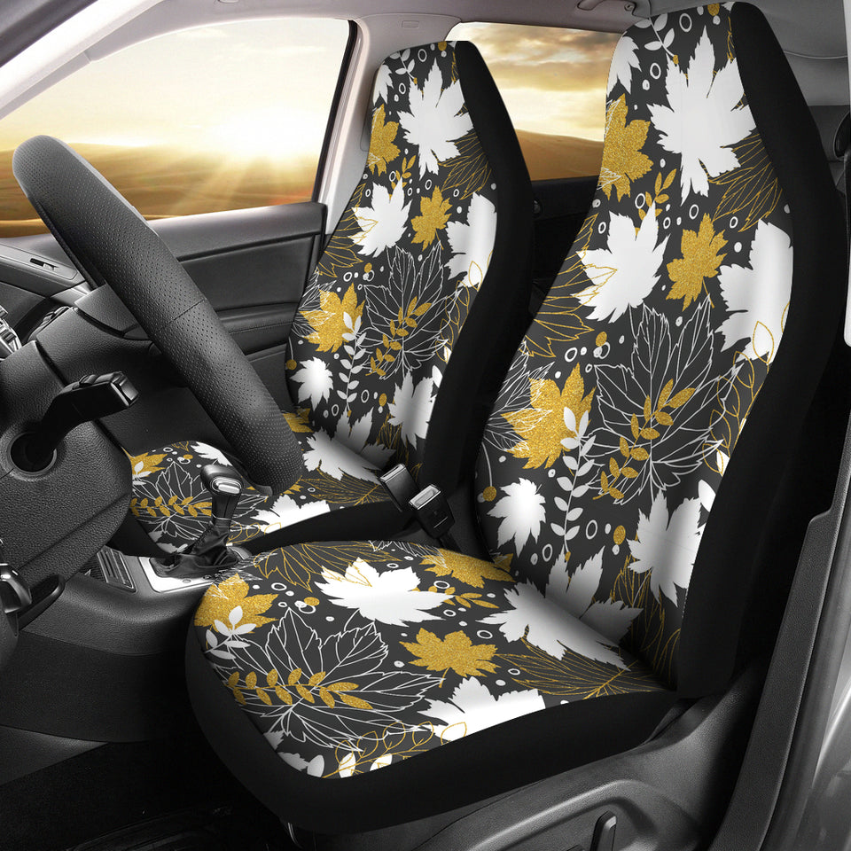 Beautiful Gold Autumn Maple Leaf Pattern Universal Fit Car Seat Covers