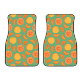Orange Fruit Pattern Green Background Front Car Mats