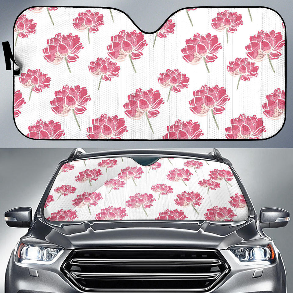 Pink Lotus Waterlily Pattern Car Sun Shade