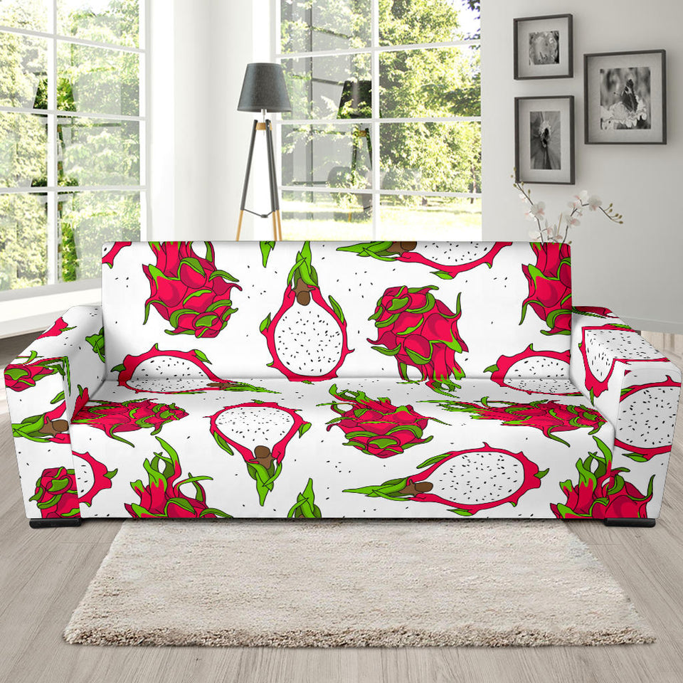 Dragon Fruits White Background Sofa Slipcover