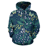 Butterfly Leaves Pattern Zip Up Hoodie