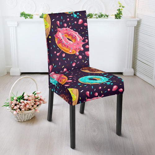 Colorful Donut Glaze Pattern Dining Chair Slipcover