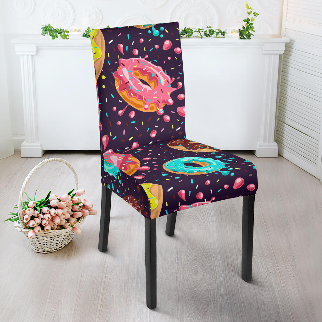 Colorful Donut Glaze Pattern Dining Chair Slipcover