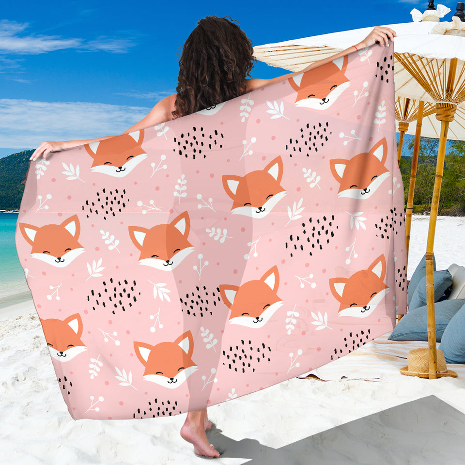 Cute Fox Pattern Pink Background Sarong