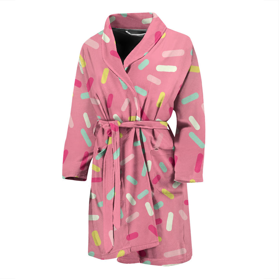 Pink Donut Glaze Candy Pattern Men'S Bathrobe