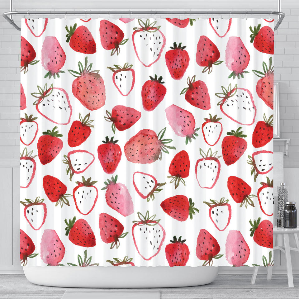 Watercolor Hand Drawn Beautiful Strawberry Pattern Shower Curtain Fulfilled In US