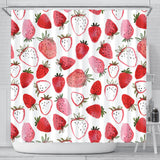 Watercolor Hand Drawn Beautiful Strawberry Pattern Shower Curtain Fulfilled In US