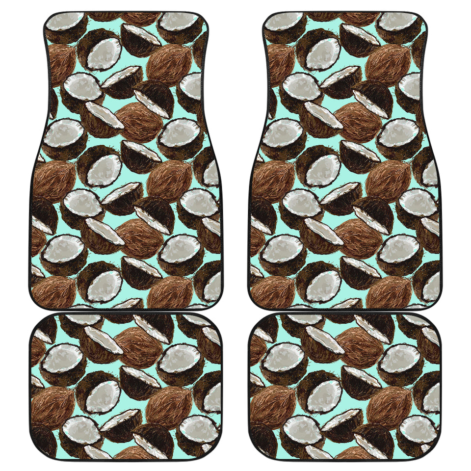 Coconut Pattern Print Design 03 Front and Back Car Mats