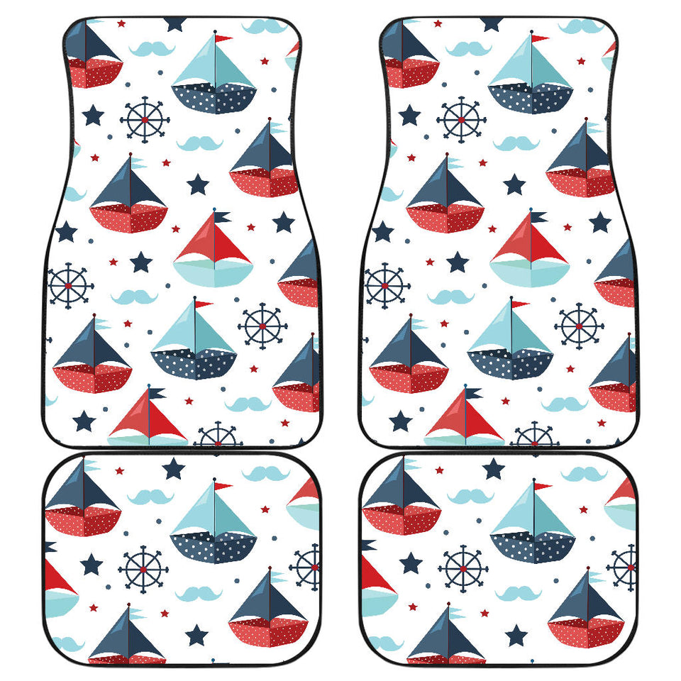 Cute Color Paper Sailboat Pattern Front And Back Car Mats