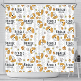 Cute Beagle Dog Pattern Background Shower Curtain Fulfilled In US