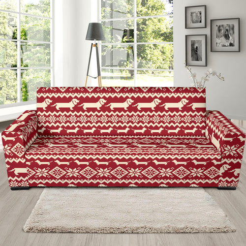 Dachshund Nordic Pattern Sofa Slipcover