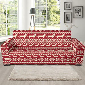 Dachshund Nordic Pattern Sofa Slipcover
